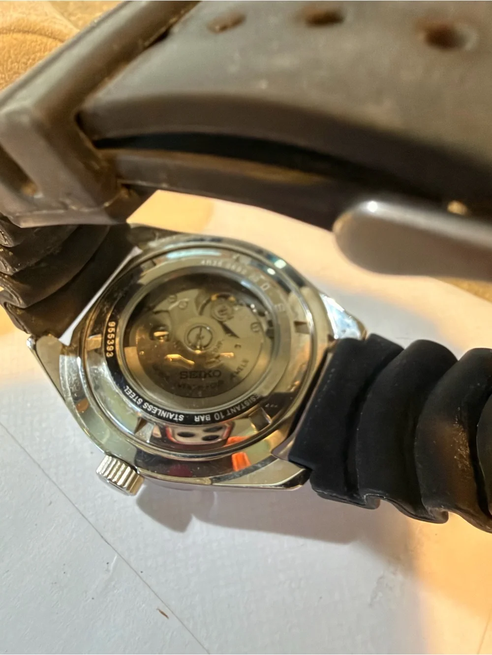 Seiko Black Dial Watch with Orange Bezel sport5